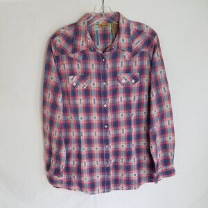 Wrangler Women's Large Aztec Southwestern Diamond Snap Western Shirt